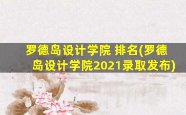 罗德岛设计学院 排名(罗德岛设计学院2021录取发布)